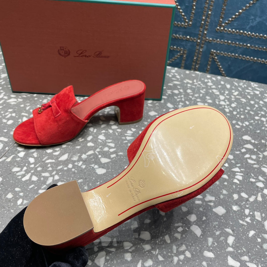 Summer Charms Mules 80 Red Suede Salmon Lambskin