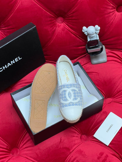 WOVEN LOAFERS IN LIGHT BLUE FABRIC