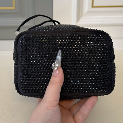 STUDDED BUCKET BAG 19 IN BLACK RE-NYLON MIX CALFSKIN
