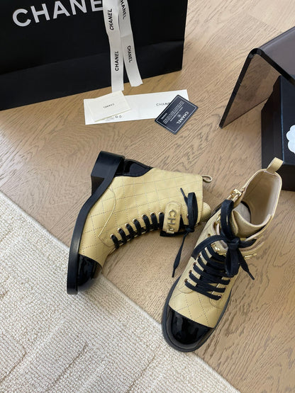 ALPHABET MARTIN BOOTS IN FLAX YELLOW LAMBSKIN
