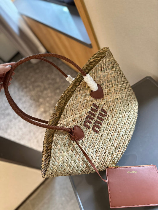 BASKET 28 BAG IN BEIGE STRAW WOVEN