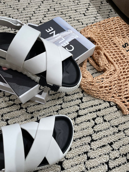 ELECTRIC SANDAL BLACK MIX CREAMY WHITE CALFSKIN