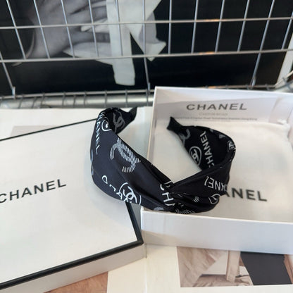 BLACK MONOGRAM FABRIC HAIRBAND 414446
