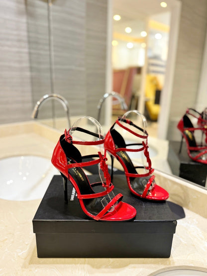SL CASSANDRA HEELED SANDALS RED CALFSKIN