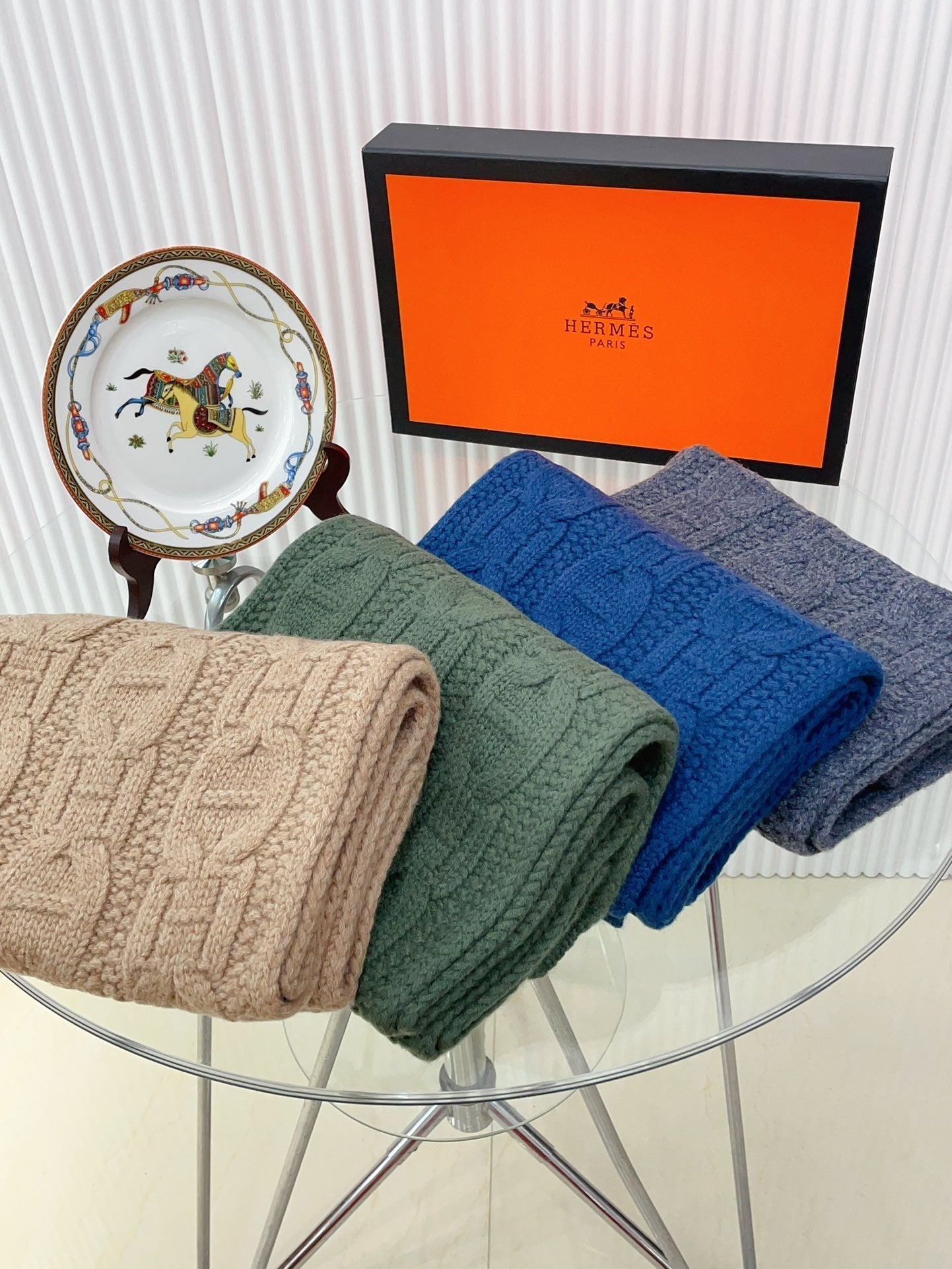 FAUBOURG MUFFLER 170 CM IN COBALT BLUE CASHMERE