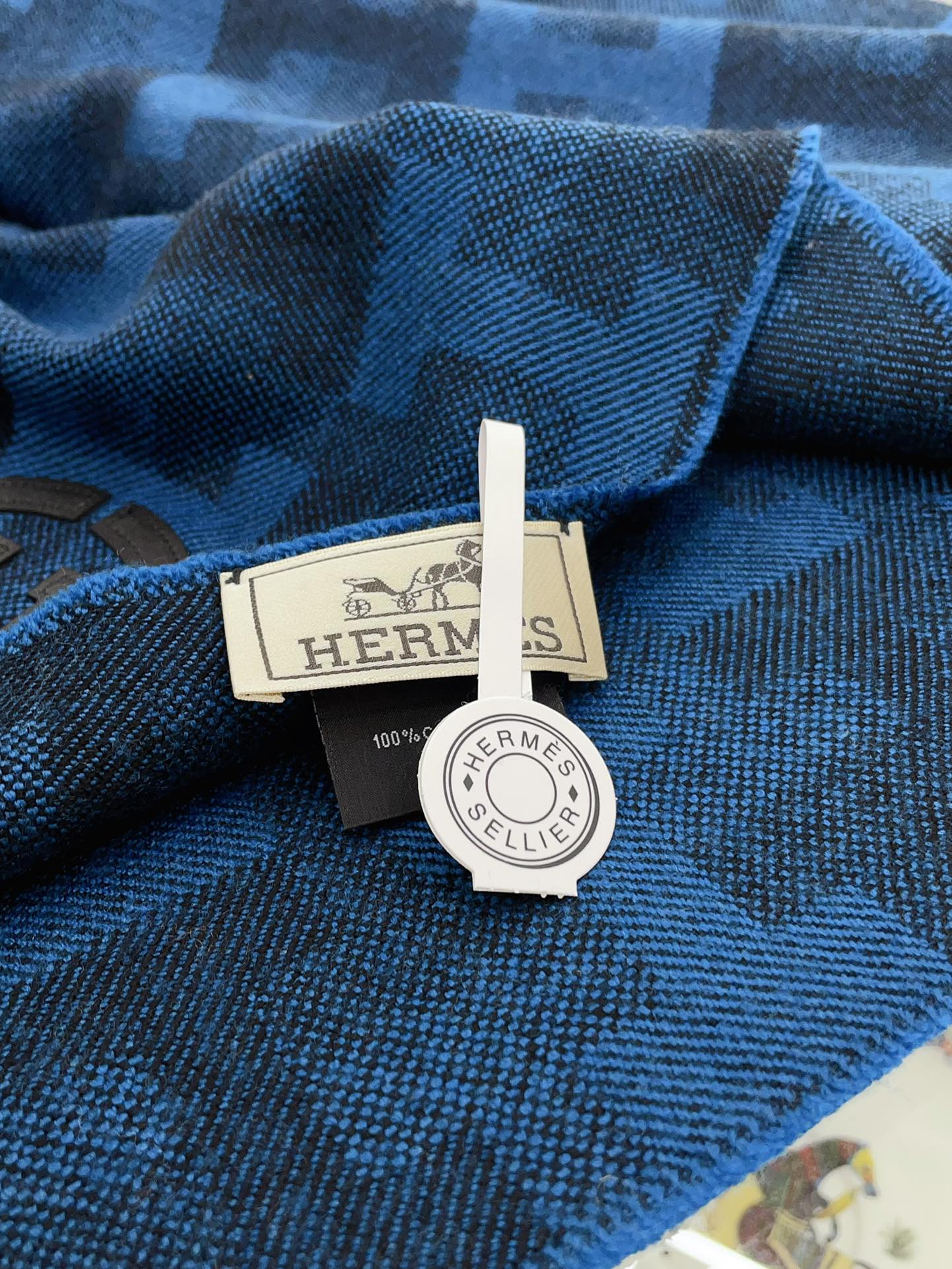 SCARF 200 CM IN COBALT BLUE MONOGRAM CASHMERE