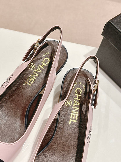 SLINGBACKS LIGHT PINK MIX BLACK SHEEPSKIN