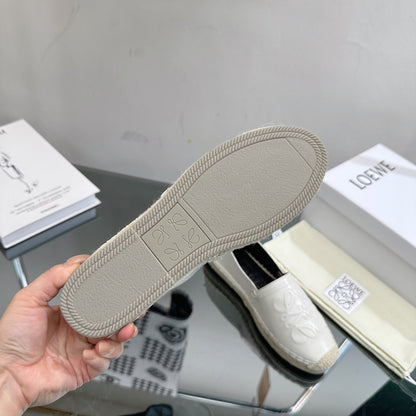 Loew Anagram Espadrille White Black Leather
