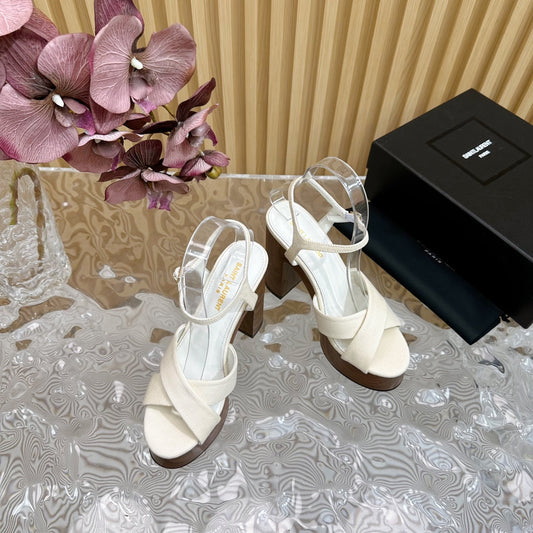 SL BIANCA PLATFORM SANDAL WHITE CANVAS
