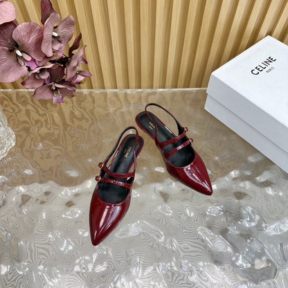 JUDY DOUBLE STRAP MARY JANE SLINGBACK 35MM IN CURRANT RED CALFSKIN