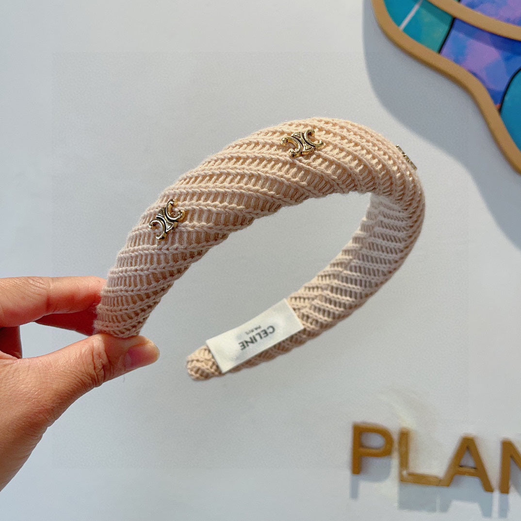 CAMEL BEIGE WOOL FABRIC HAIRBAND 402916