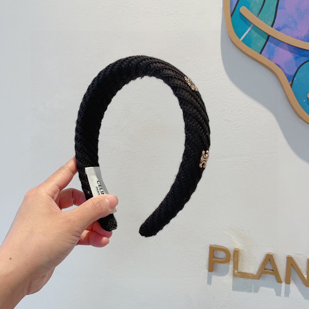 BLACK WOOL FABRIC HAIRBAND 402917