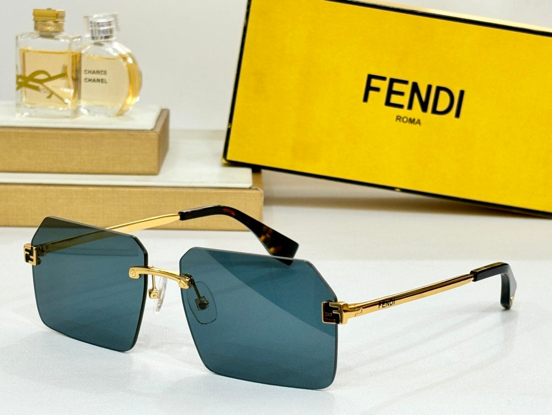 SKY RECTANGULAR FRAME SUNGLASSES FE40043U IN METAL