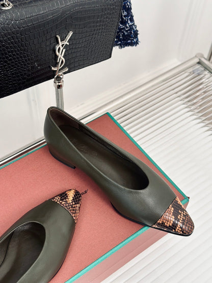 LP REBECCA BALLET FLATS CHARCOAL WAXED LEATHER