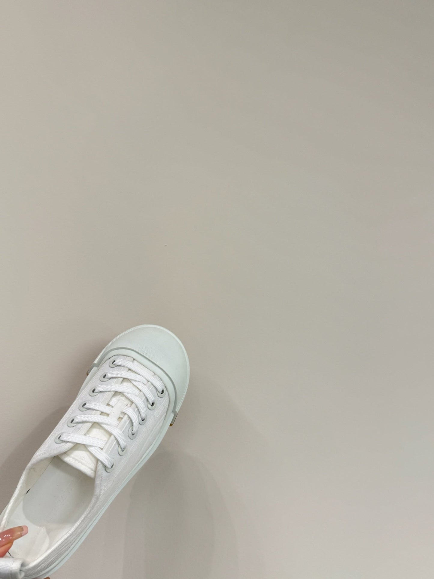 VULCAN PLATFORM SNEAKER IN WHITE CANVAS AND LAMBSKIN