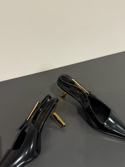 LEE SLINGBACK PUMPS 75 MM IN BLACK PATENT CALFSKIN