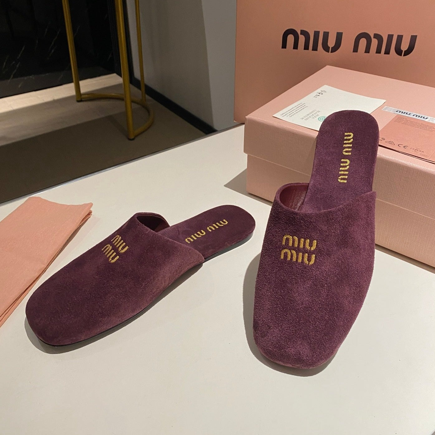 MULES SLIPPERS RETRO REBECCA PURPLE SUEDE