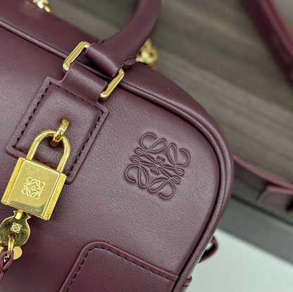 AMAZONA 23 CROPPED BAG IN SANGRIA PURPLE SOFT GRAINED CALFSKIN