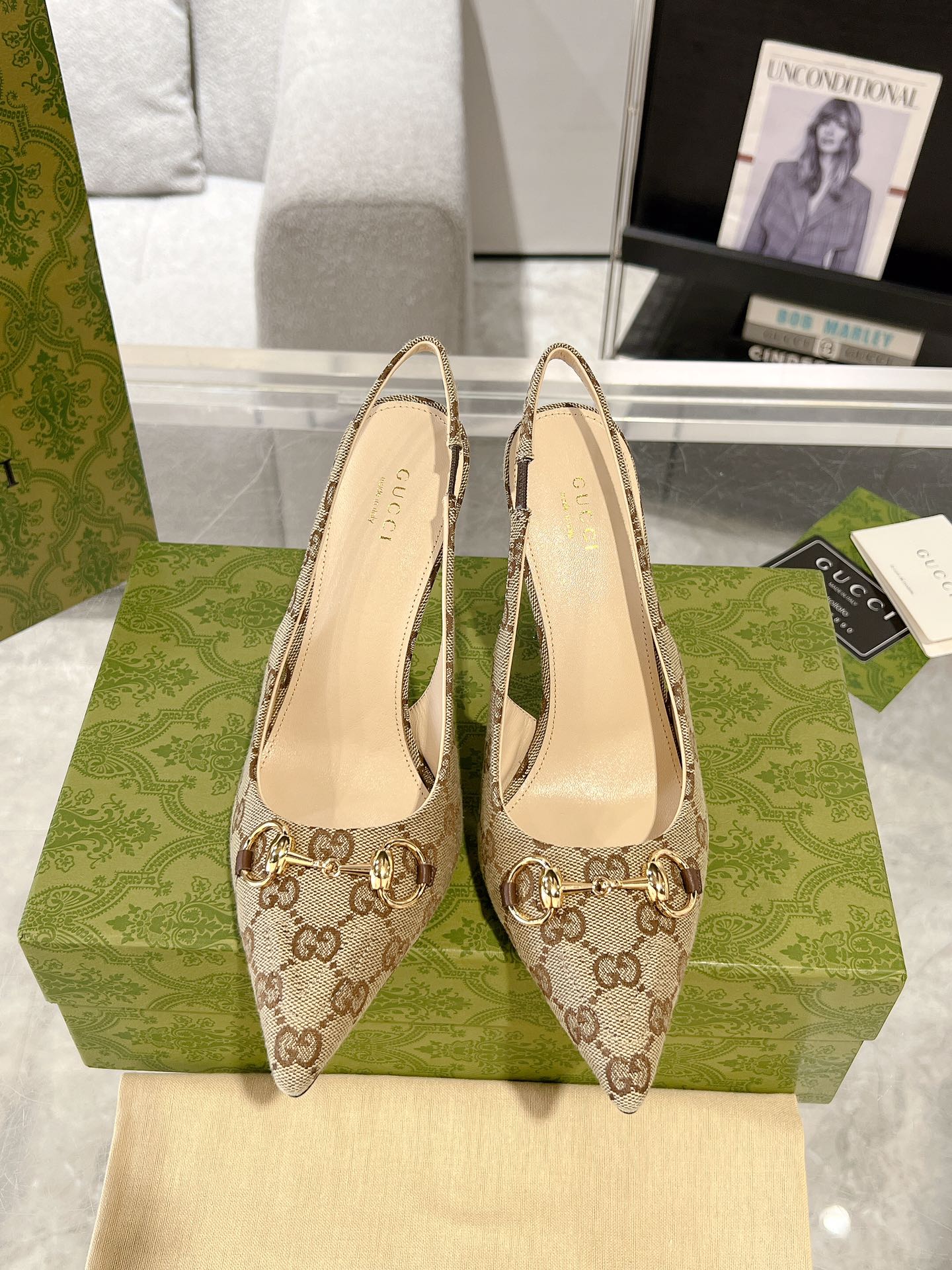 HORSEBIT SLINGBACK 105 IN TAN BEIGE CANVAS