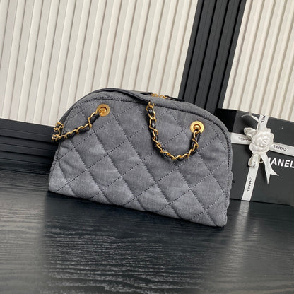 BOWLING BAG 33 IN SANTAS GRAY DENIM GOLD HARDWARE