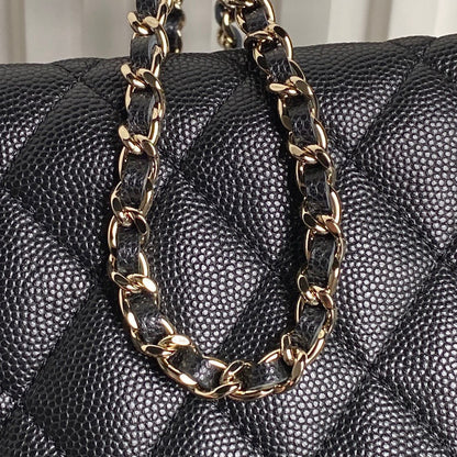 HOBO BAG 21 IN BLACK GRAINED CALFSKIN GOLD HARDWARE