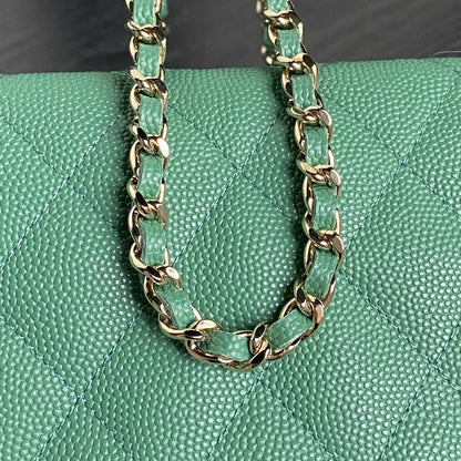 HOBO BAG 21 IN GREENISH GRAINED CALFSKIN GOLD HARDWARE