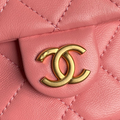 CRUISE DRAWSTRING BACKPACK 24 IN PINK LAMBSKIN GOLD-TONE METALLIC