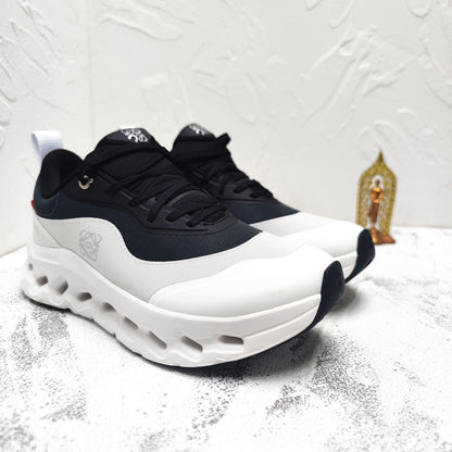 CLOUDTILT 2.0 SNEAKER PALE GRAY MIX BLACK CALFSKIN AND BREATHABLE MESH