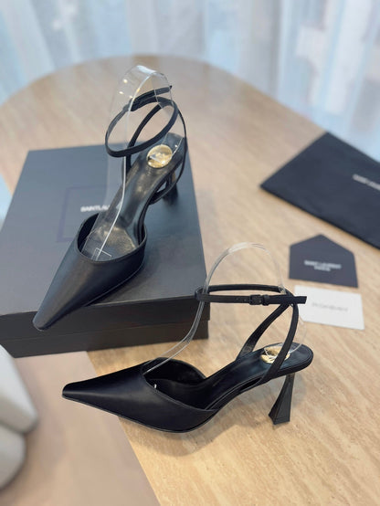 HIGH SLINGBACK 75 MM IN BLACK CALFSKIN
