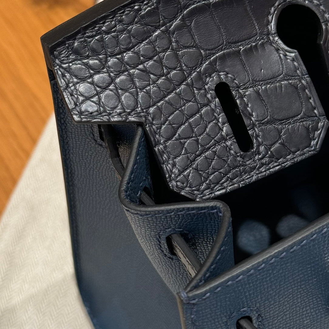 BIRKIN FAUBOURG TOUCH 20 IN NAVY BLUE CALFSKIN WITH SILVER HARDWARE