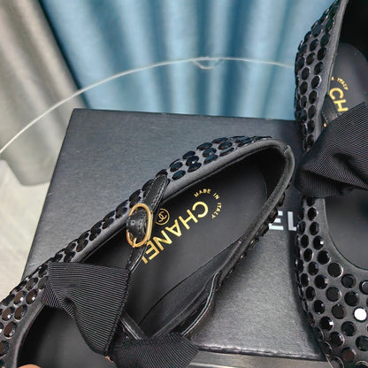 HIGH MARY JANE BOW RHINESTONE BLACK SILK