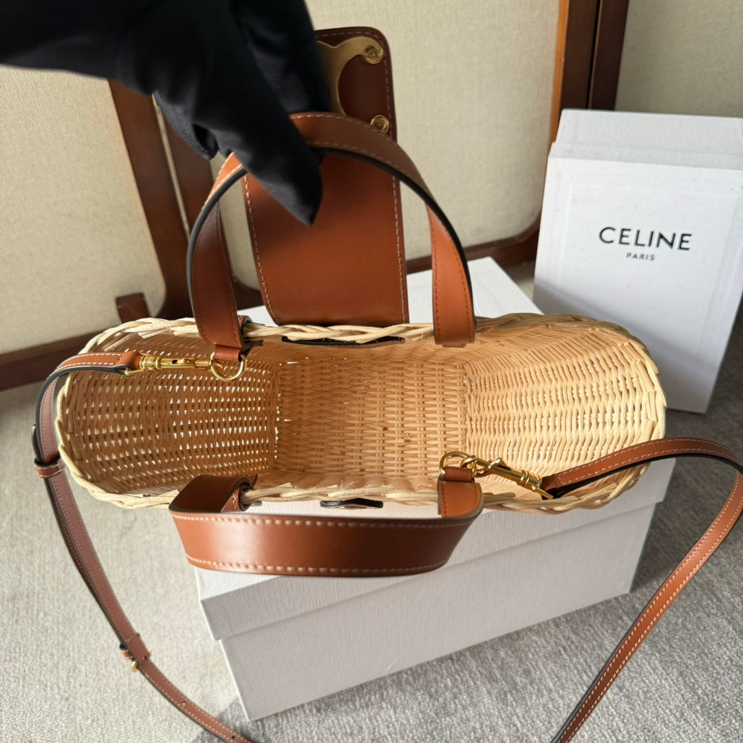 TEEN COUFFIN 32 IN BEIGE WINKER AND BROWN CALFSKIN TRIM