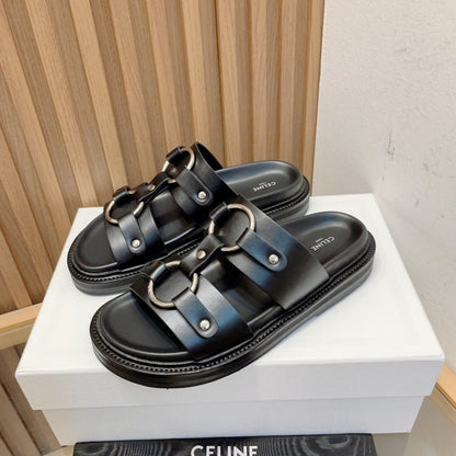 DAD SANDALS BLACK CALFSKIN