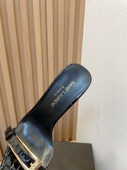 SL SQUARE TOED NUIT PUMPS BLACK CALFSKIN