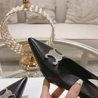 HIGH SLINGBACK 5 CM IN BLACK CALFSKIN