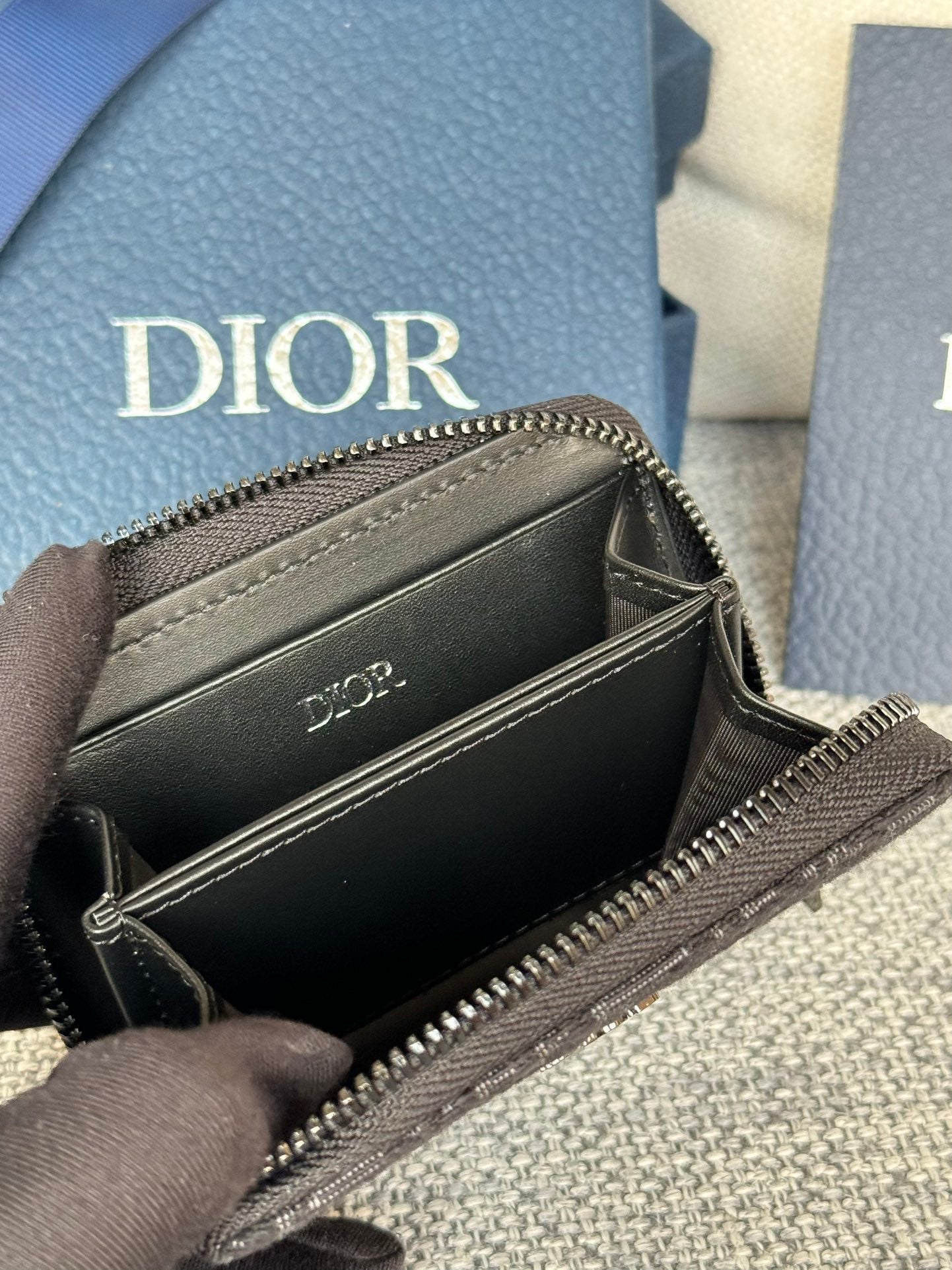 ZIPPED MINI WALLET 10 IN BLACK MONOGRAM OBLIQUE JACQUARD