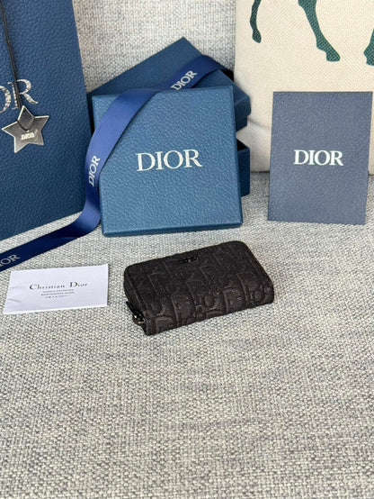 ZIPPED MINI WALLET 10 IN BLACK MONOGRAM OBLIQUE JACQUARD