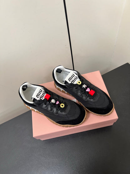 TYRE SNEAKERS IN BLACK TECHNICAL FABRIC AND SUEDE WITH STICKER