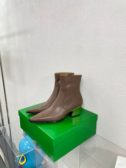TEX ANKLE BOOT IN MEDIUM BROWN CALFSKIN