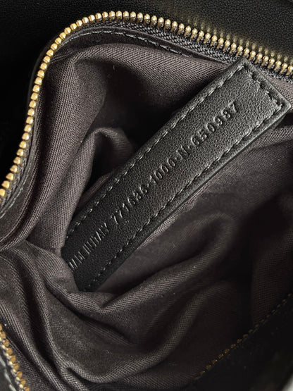 GOLD LOCKER SHOULDER BAG 62 IN BLACK CALFSKIN