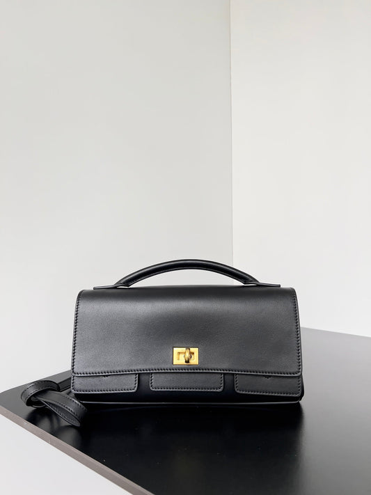 BEL AIR CLUTCH 27 IN BLACK NAPPA LAMBSKIN GOLD HARDWARE