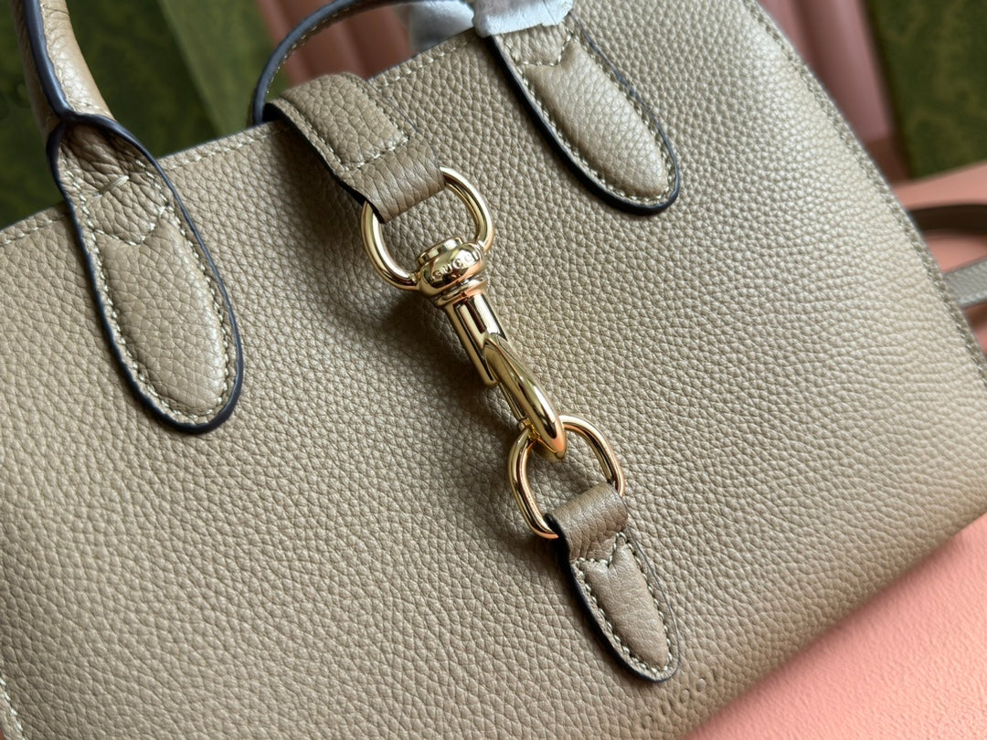 SMALL JACKIE 24 TOTE IN DARK BEIGE LAMBSKIN