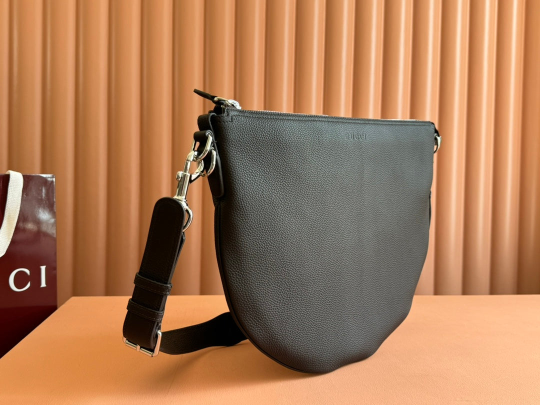 BODY SHOULDER BAG 40 IN DARK BROWN CALFSKIN SILVER HARDWARE