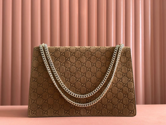 DIONYSUS LAGRE SHOULDER BAG 42 IN BROWN SUEDE