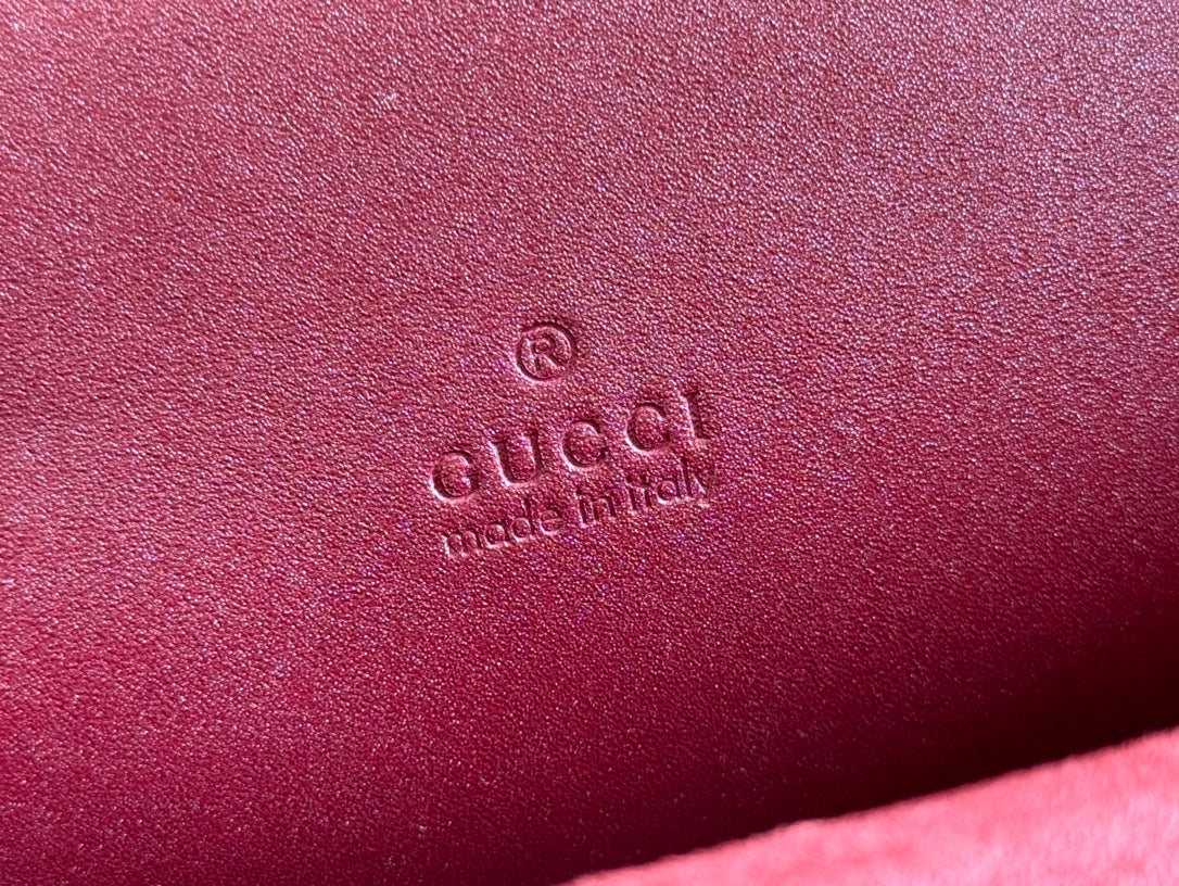 DIONYSUS MEDIUM SHOULDER BAG 27.5 IN ROSSO ANCORA RED GG SUEDE