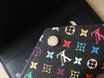 ROSALIE ZIPPY 12 IN BLACK MIX COLORFUL CALFSKIN