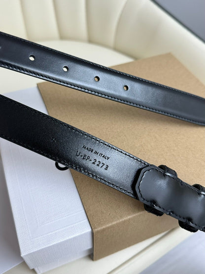 SMALL TRIOMPHE BELT 18 MM BLACK LEATHER GOLD HARDWARE