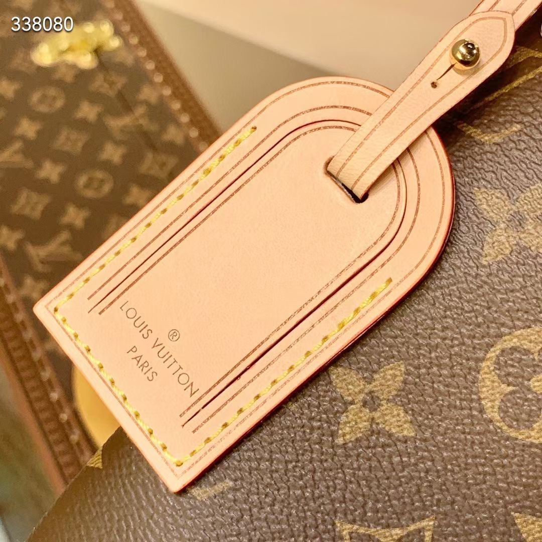 GRACEFUL MM BAG 35 IN BROWN MONOGRAM COATED CANVAS BEIGE CALFSKIN