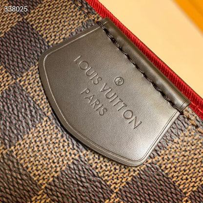 GRACEFUL MM BAG 41 IN BROWN DAMIER COATED CANVAS BROWN CALFSKIN