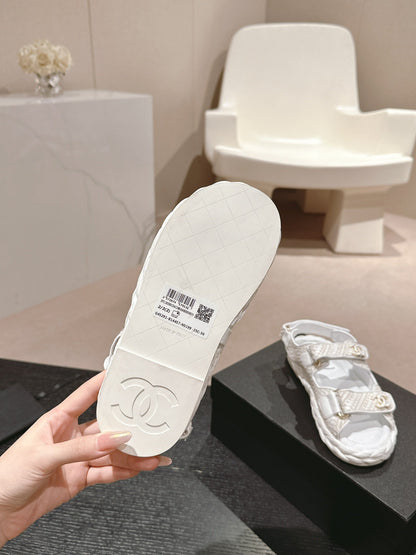 CC DAD SANDALS IN WHITE CALFSKIN